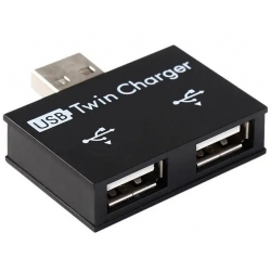 Rozdzielacz splitter USB 2.0 1x port męski na 2x port żeński czarny